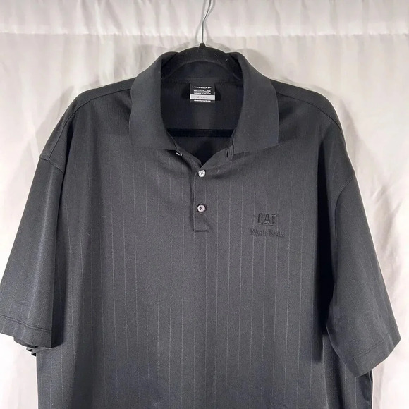 Nike Golf Cat Work Tools Polo Shirt Men's XXL Black Short Sleeve 1/4 Button - Picture 2 of 10
